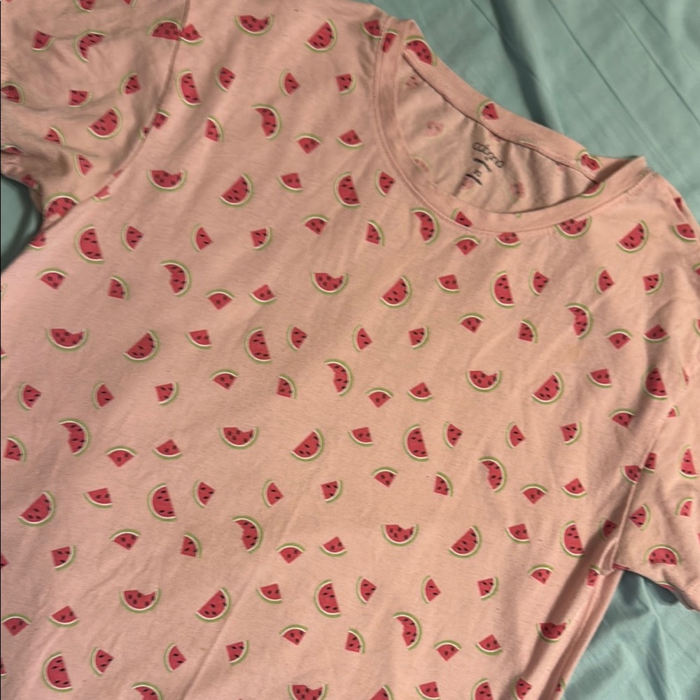Pink Heart Print Short Sleeve Tee